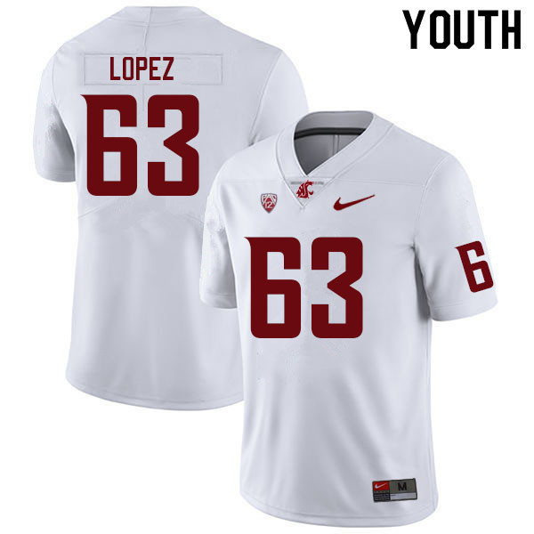 Youth #63 Micah Lopez Washington State Cougars College Football Jerseys Sale-White - Click Image to Close